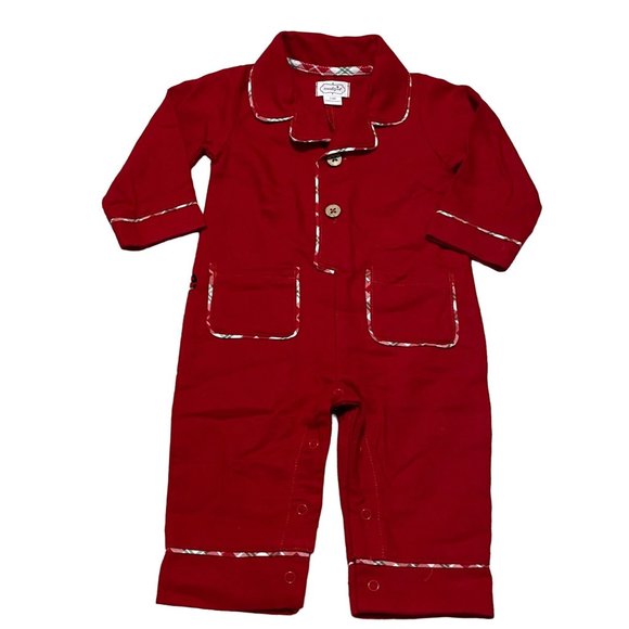 Mud Pie 1pc PJs pajamas Christmas Jammies red NWT monogram - Picture 1 of 3